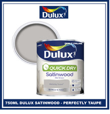 Dulux Quick Dry Perfectly Taupe 750ML Satinwood Paint Interior Wood Metal