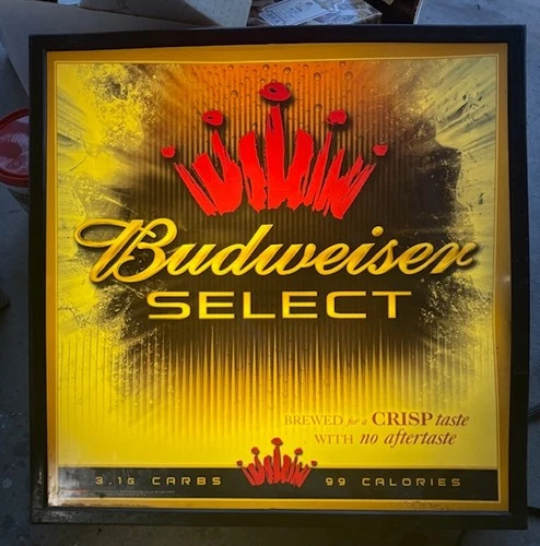 Budweiser Select  ADVERTISING Light Beer Sign Anheuser-Busch Bar Man Cave VTG