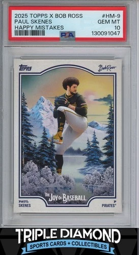 2025 Topps x Bob Ross Paul Skenes Happy Mistakes Afro PSA 10 Gem MT U978