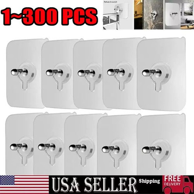 #ad 1 100Pack Self Adhesive Wall Hooks – Seamless Punch Free Nail Screw Stickers $30.19