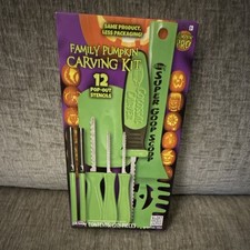 Fun World Halloween Family Pumpkin Carving Kit 12 Pop-Out Stencils 20-Piece