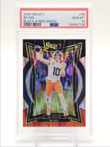 BO NIX 2024 SELECT CONCOURSE ROOKIE BLACK & RED SHOCK PRIZM RC PSA 10 Q0004