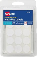 Avery Multi-Use Removable Labels, 3/4 Inch Round Stickers, White, Non-Printable