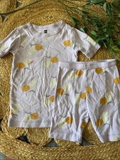 Tea Collection 100 Cotton Toddler Fruit Orange Pear Short Pajama Set. 5 flaw