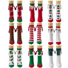 Christmas Fuzzy Holding Hand Socks Funny Cozy Fluffy Holiday Socks Stocking S...