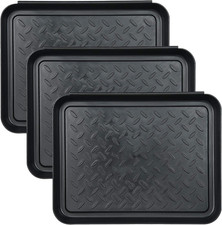 Set of 3 Square Boot Tray, Plastic Utility Shoe Mat Tray, 13.7x10.6x1inch