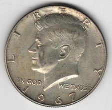 1967 P KENNEDY HALF DOLLAR SILVER .400 UNITED STATES OF AMERICA FIFTY CENTS .50¢