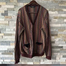 Tosani Mens 3D Knit Sweater Cardigan Colourful Large To XL