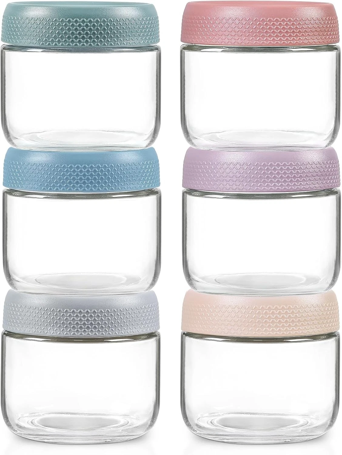 NETANY 6-pack 8oz Glass jars with Airtight Lids, Overnight Multicolor-8oz