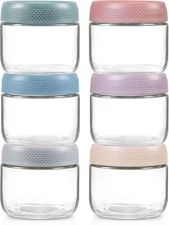 NETANY 6-pack 8oz Glass jars with Airtight Lids, Overnight Multicolor-8oz 