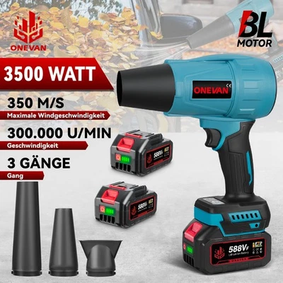 ONEVAN 300000RPM Bürstenlos Turbo Blower Fan Akku Gebläse Handbläser Luftgebläse 2Akkus