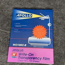 Apollo Write-On Transparency Film Clear 8.5 x 11 100 Sheets WO100C-B