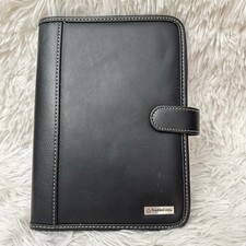 Franklin Covey Black Faux Leather Planner Binder Cover 9 x 7 inch
