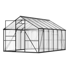 8x12ft Sunroom Greenhouse: Aluminum Frame, 4mm UV-PC Panels, Push-Pull Door