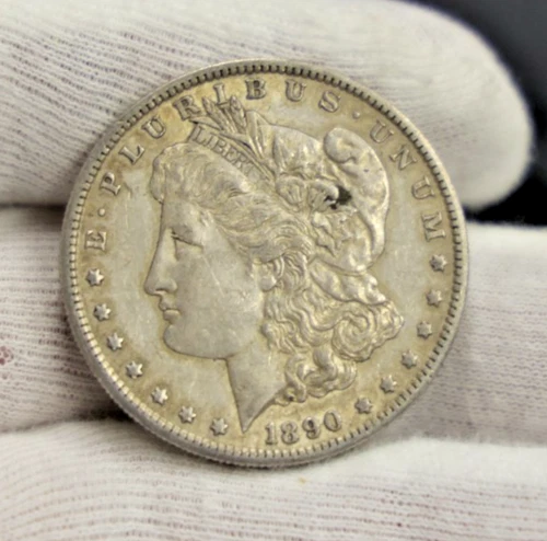 1890 S US Morgan Silver Dollar $1 XF+
