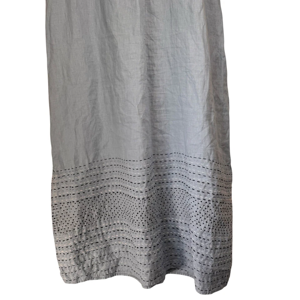 J Jill Pure Jill 100% 亚麻蓝色刺绣无袖长裙大号小号 — 第 4/4 张图片