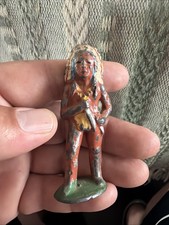Vintage Cast Iron Native American Figurine Toy Soldier Style 1920s 40s