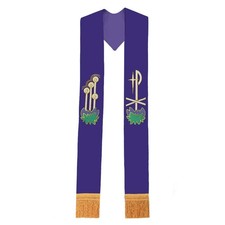 BLESSUME Church Mass Stole Chasuble Vestments Embroidered Purple Stole
