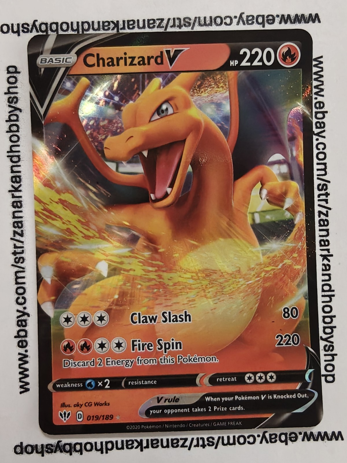 Pokemon Charizard V 019/189 Darkness Ablaze NM