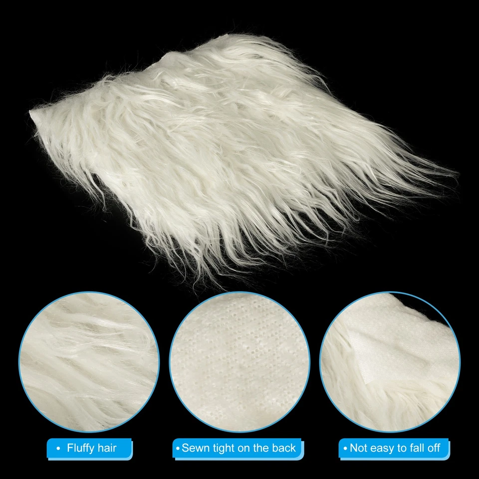 2 piezas parches cuadrados de tela de piel sintética de felpa, 10"x10" esponjosos de piel sintética cortes blancos Foto 4 de 4