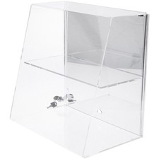Plymor Acrylic Locking Case w/ Slant-Front, 1 Shelf Mirrored 16" x 16" x 10"