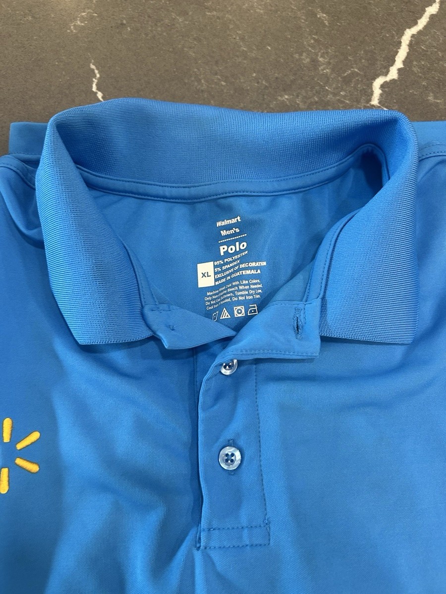 Walmart Employee Polo Shirt Mens XL Blue Spread Collar Logo