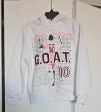 NWOT Kids' Messi G.O.A.T Hoodie Size 5 White/ Pink / Black
