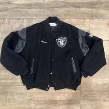 RARE Vintage 90s Chalkline Oakland Raiders Big Logo NFL Varsity Wool Jacket XL
