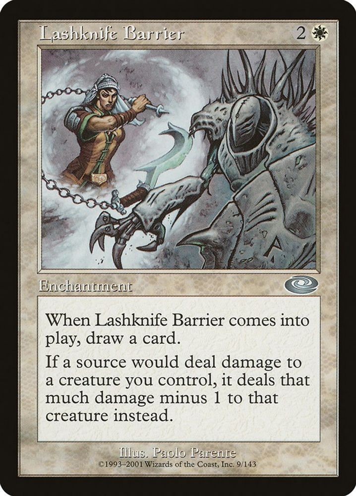 2001 MTG: PLS - Lashknife Barrier (#9, Uncommon, Moderately Played)