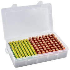134-Slot AA AAA Battery Organizer Storage Case Removable Foam Wall Mount White