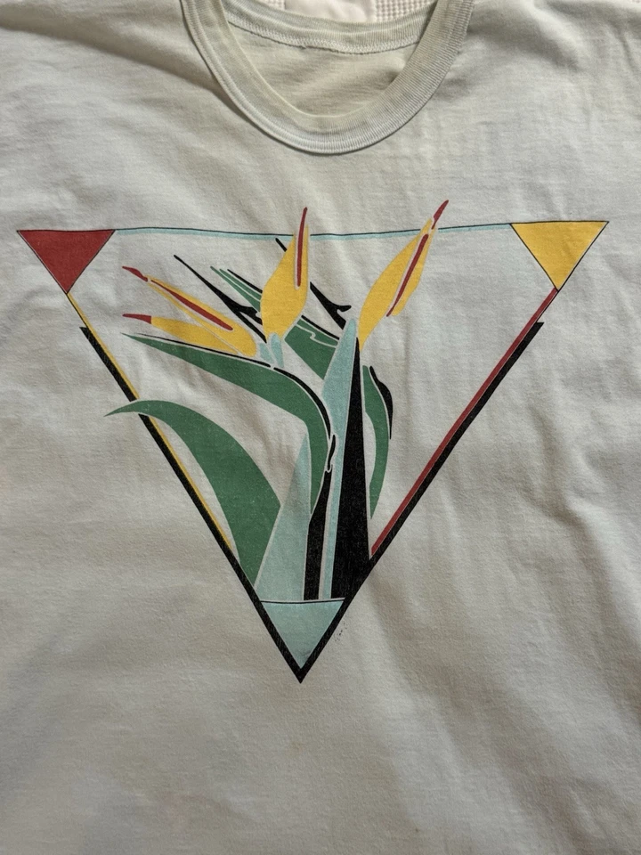 Camiseta de Colección Años 80 Arte Pájaro del Paraíso Hawaii Flor Naturaleza Puntada Única Foto 2 de 4