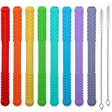 Teething Straws Sticks for Babies 6-12 12-18 Months, 8 Pack Teething Toys 3-6 Mo