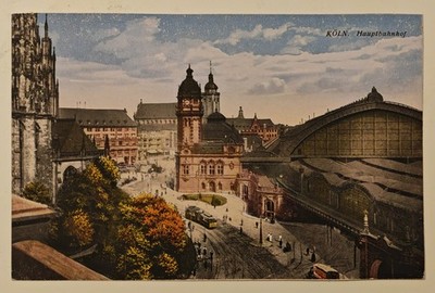 Köln Hauptbahnhof c1910 Dom Tram Central Station Cologne Germany Litho Postcard