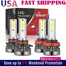 9005+H11 LED Headlight Super Bright Bulbs Kit 6000K White 330000LM High&Low Sbiz