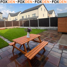 6 Seater Wooden Picnic Table and Bench Set with Parasol Hole for Garden Patio