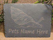 XL Personalised Laser Engraved Natural Slate Giant African Snail Feeding Tile