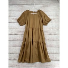 Everlane The Short-Sleeve Puff Midi Dress Women's Size 6 Brown