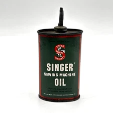Vintage Singer Sewing Machine Oil Can Lead Top 3 oz Empty
