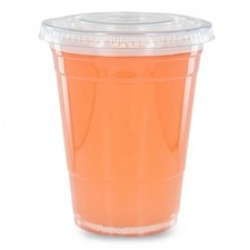 16 oz - Crystal Clear PET BPA Free Plastic Cups With Flat Lids 100 set