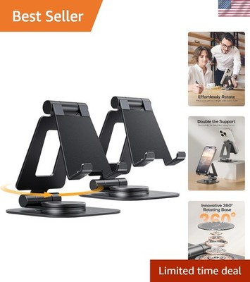 360 Rotating Phone Stand Duo: Adjustable, Aluminum & Travel-Friendly