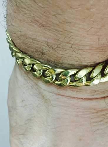 14k Yellow Gold 7" Lite Miami Cuban Curb Chain Bracelet 10 Grams 9.5mm - Picture 5 of 9