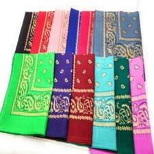 12 Gold Paisley Print Bandana Scarfs 100 COTTON size 22 x 22