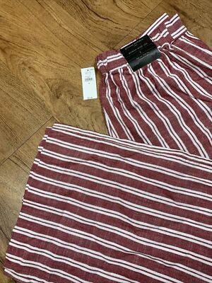 $70 Banana Republic Rowan Wide Leg Stripes Red Trousers  Sz 2
