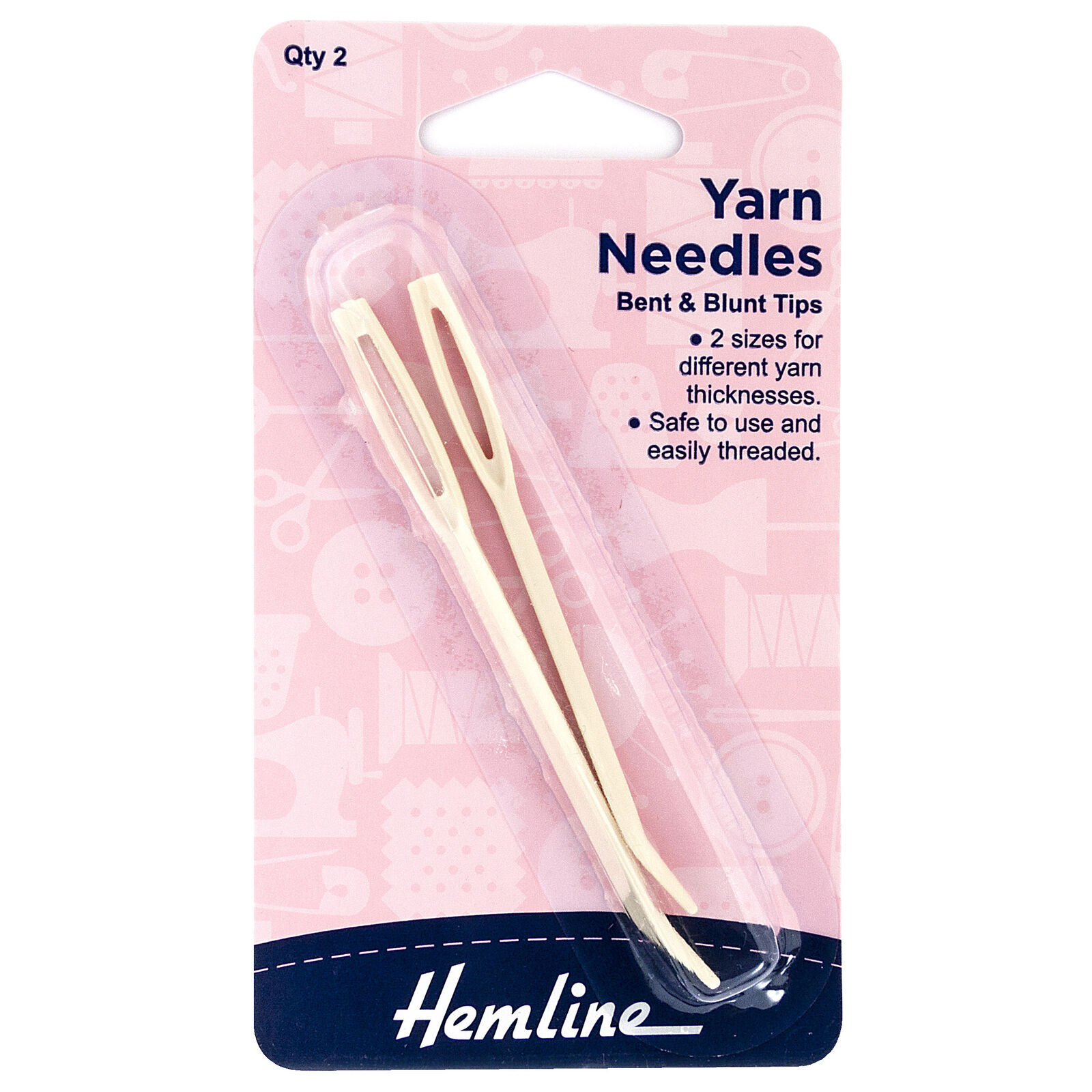 Hemline Yarn Needles Bent And Blunt Tips 2 Different Sizes  QTY 2