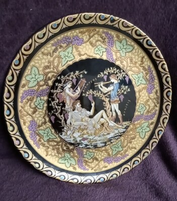 24 K Gold Terrakotta handgefertigte dekorative schwarze Platte - Halterung auf Rückseite - 11''