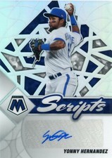2022 Panini Mosaic Scripts Auto Holo Silver Yonny Hernandez Texas Rangers #SC-YH