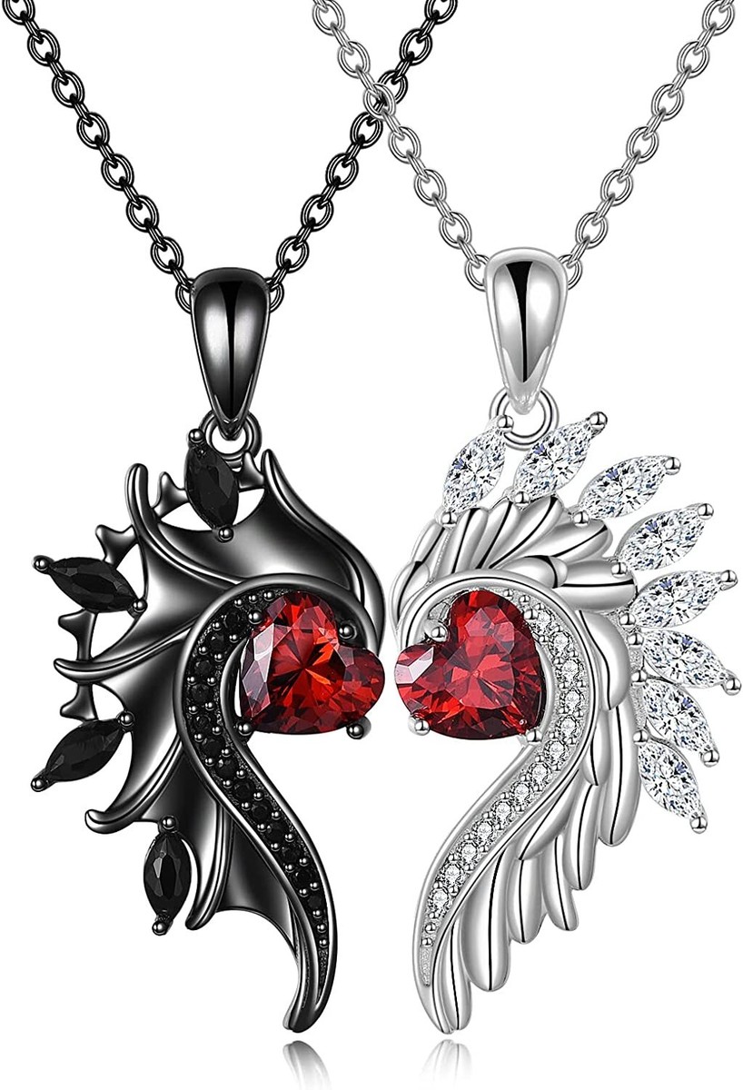 Angel and Devil Couples Necklace Sterling Silver His and Hers