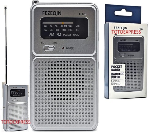 Portable AM FM Radio Compact Transistor Radio Pocket Radio Silver NYS ...