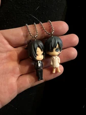 Vintage Black Butler Kuroshitsuji Ciel and Sebastian Mini Figure Keychains