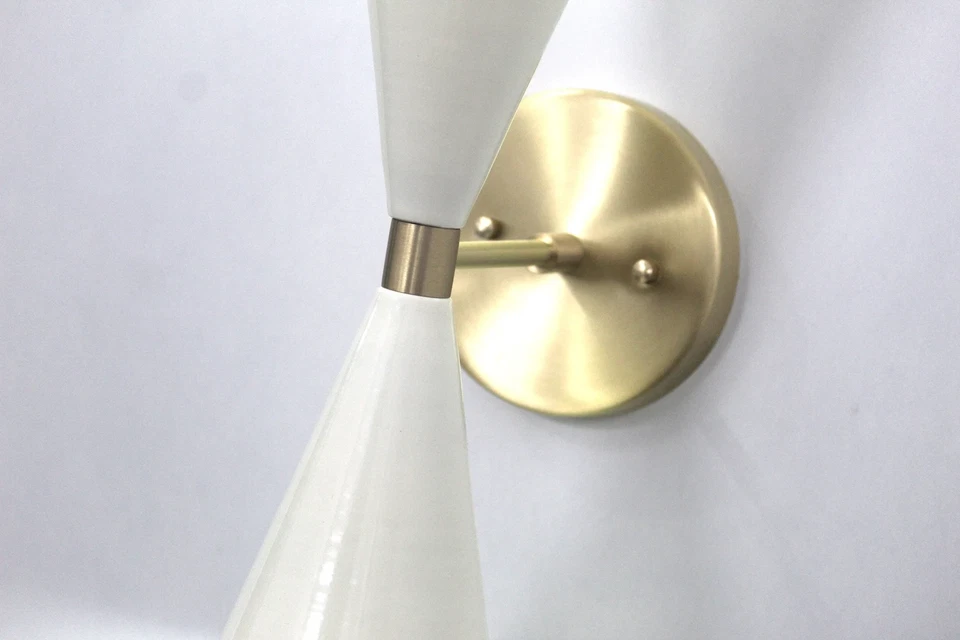 Handcrafted Modern Elegant Mid Century Brass Wall Sconces - Image 4 of 4